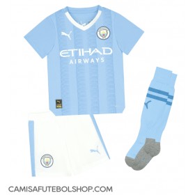 Camisa de time de futebol Manchester City Phil Foden #47 Replicas 1º Equipamento Infantil 2023-24 Manga Curta (+ Calças curtas)